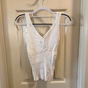 White Ribbed Stretchy Tank